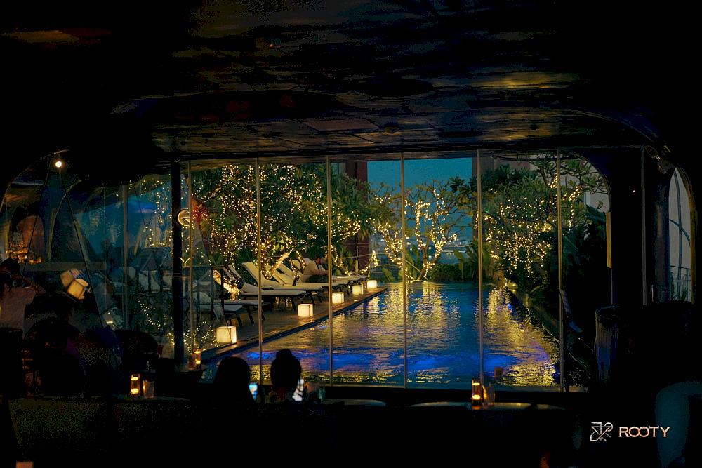 The 24-meter infinity pool at Rooty blurs the line between relaxation and indulgence 